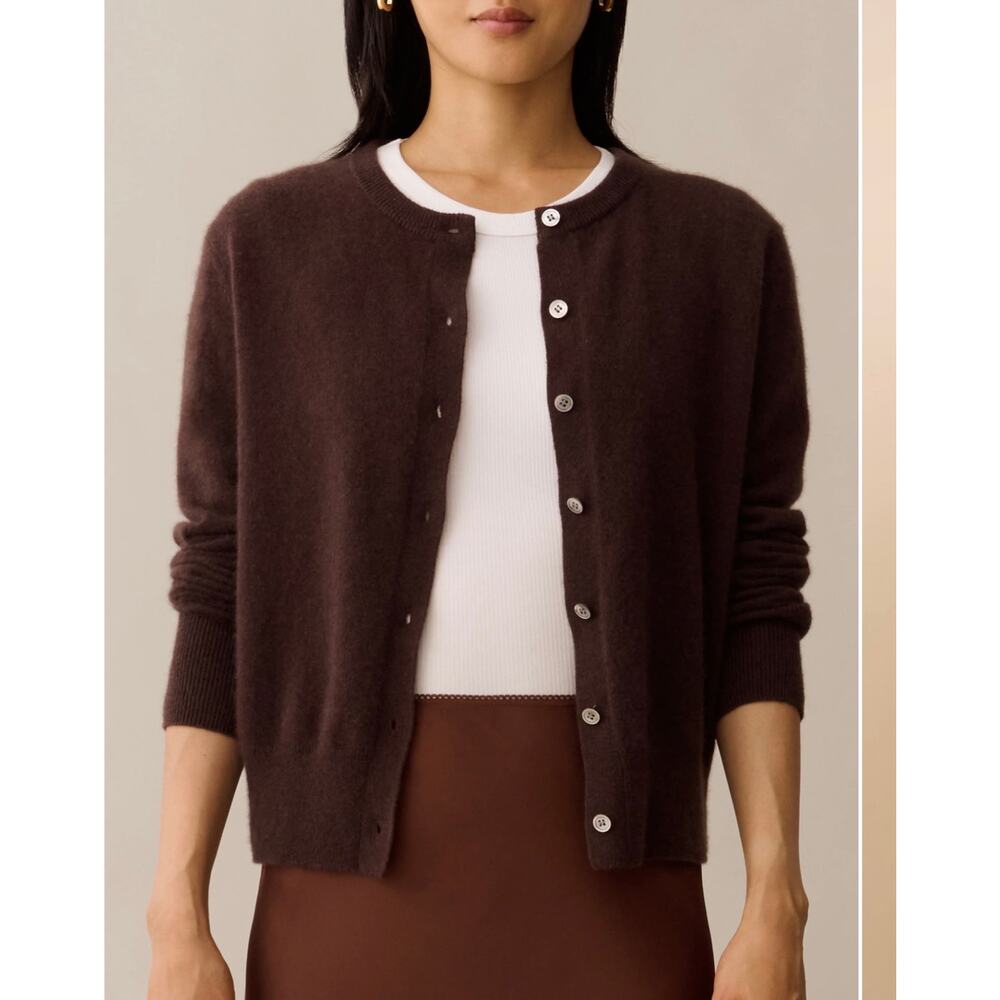 New NWT CAARA Finley brown Cashmere Cardigan Sz S - Picture 2 of 7